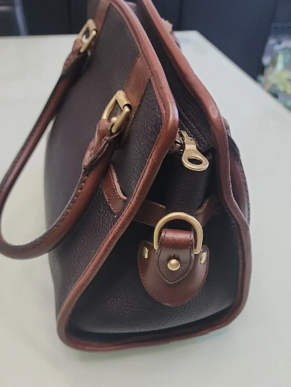 Dooney & Bourke Brown Leather Satchel,It's missing the Shoulder Strip
